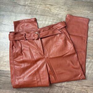 Ann Taylor LOFT Terracotta Light Brown Leather Straight Leg Pants NWOT size L